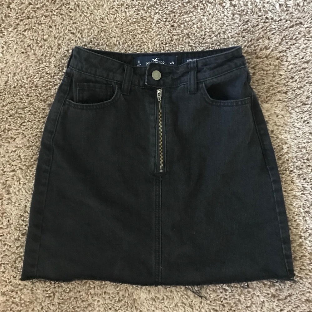Black denim skirt